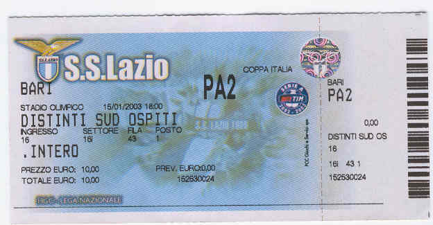 Lazio-Bari di Coppa Italia 2002/2003